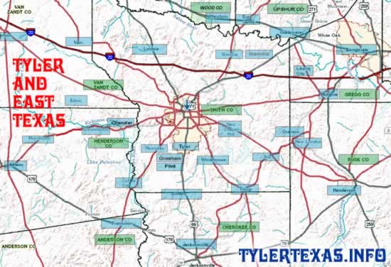 Tyler and the counties and cities of East Texas