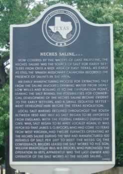 Historical Marker about Neches Saline in Dogwood City ... "Now covered by the waters of Lake Palestine" ... click image to enlarge