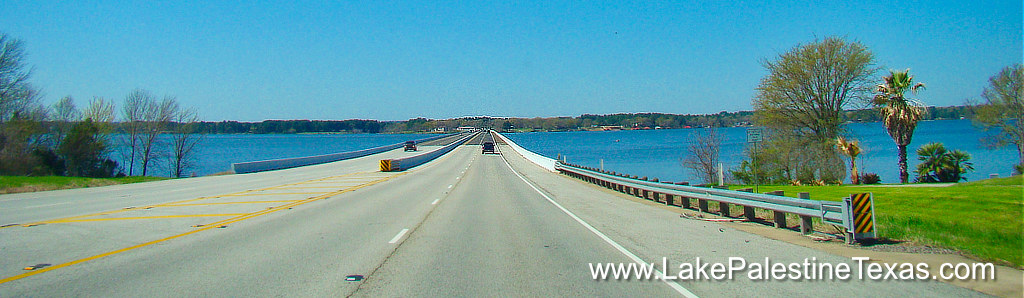 The Highway 155 bridge over Lake Palestine, looking south, between Dogwood City and Coffee City, Texas